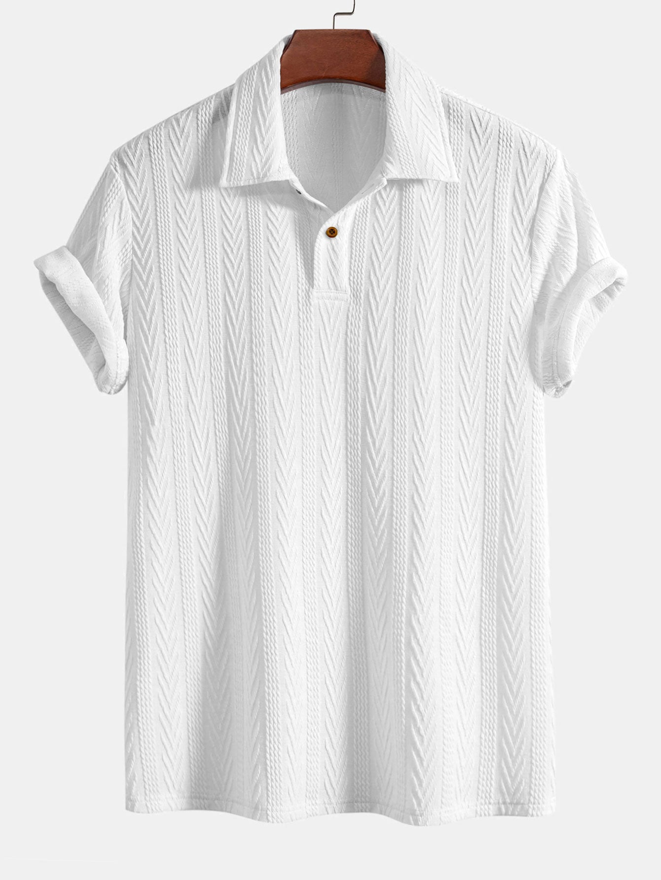 Short Sleeve Jacquard Polo & Slim Fit Cropped Tapered Pants