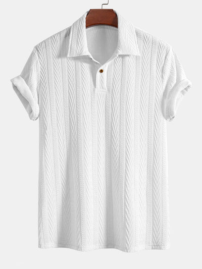 Short Sleeve Jacquard Polo & Slim Fit Cropped Tapered Pants