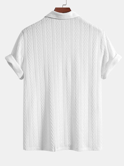 Short Sleeve Jacquard Polo & Slim Fit Cropped Tapered Pants