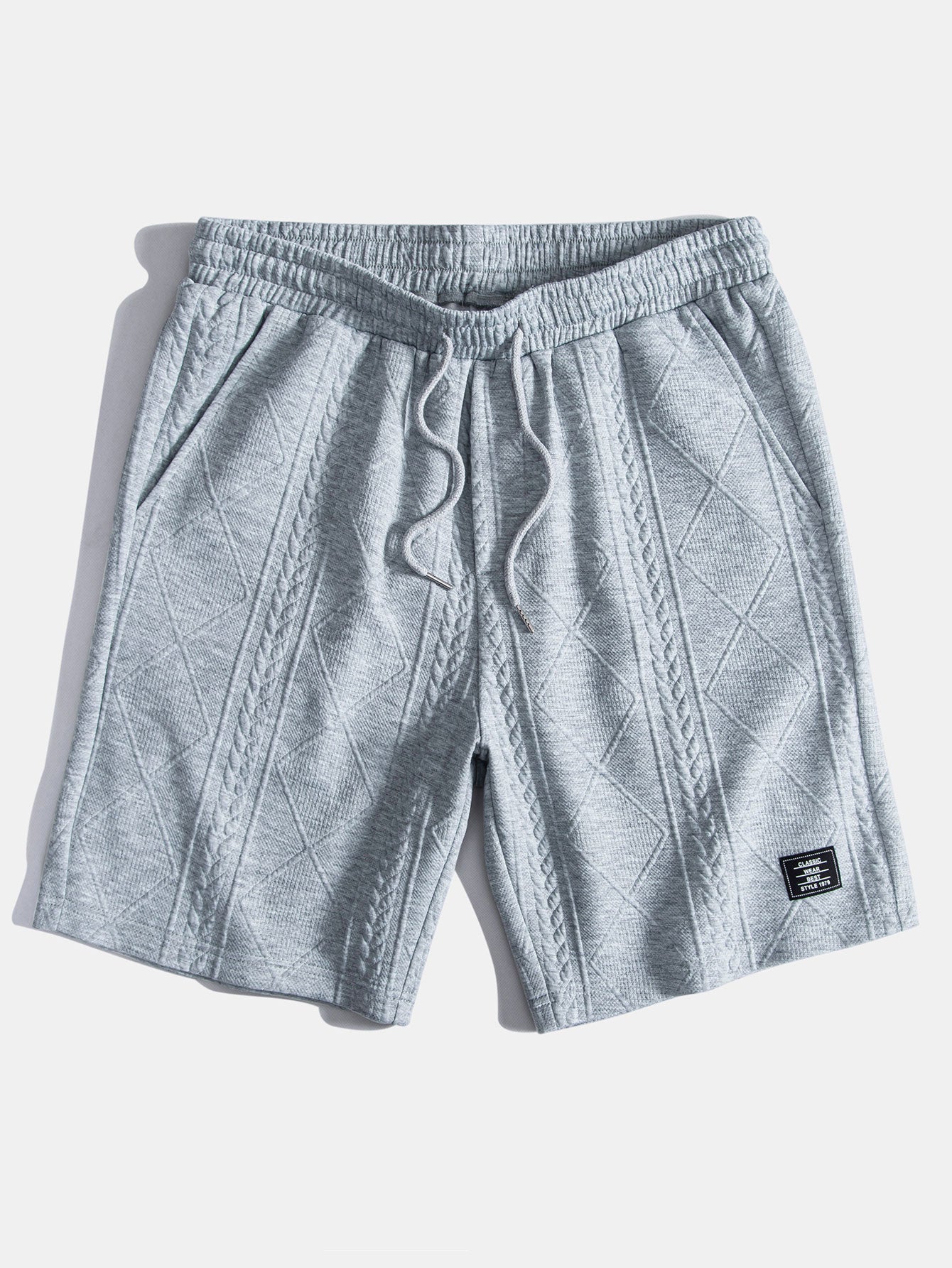 Geometry Jacquard Hooded Arc Hem T-Shirt & Geometric Jacquard Drawstring Shorts