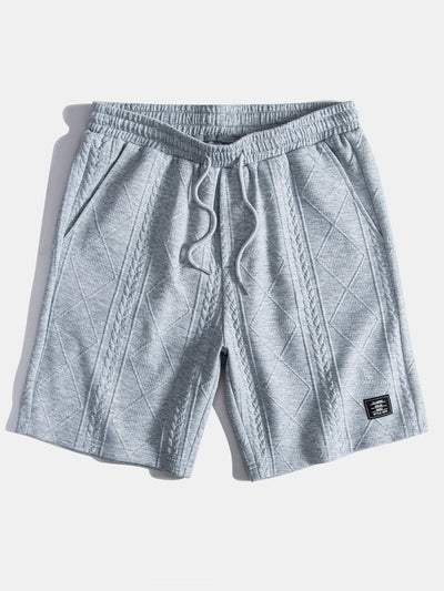 Geometry Jacquard Hooded Arc Hem T-Shirt & Geometric Jacquard Drawstring Shorts