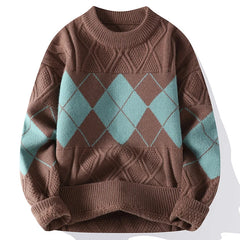 Men's Slim Checkered Sweater.