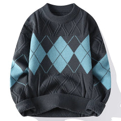 Men's Slim Checkered Sweater.