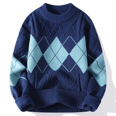 Men's Slim Checkered Sweater.