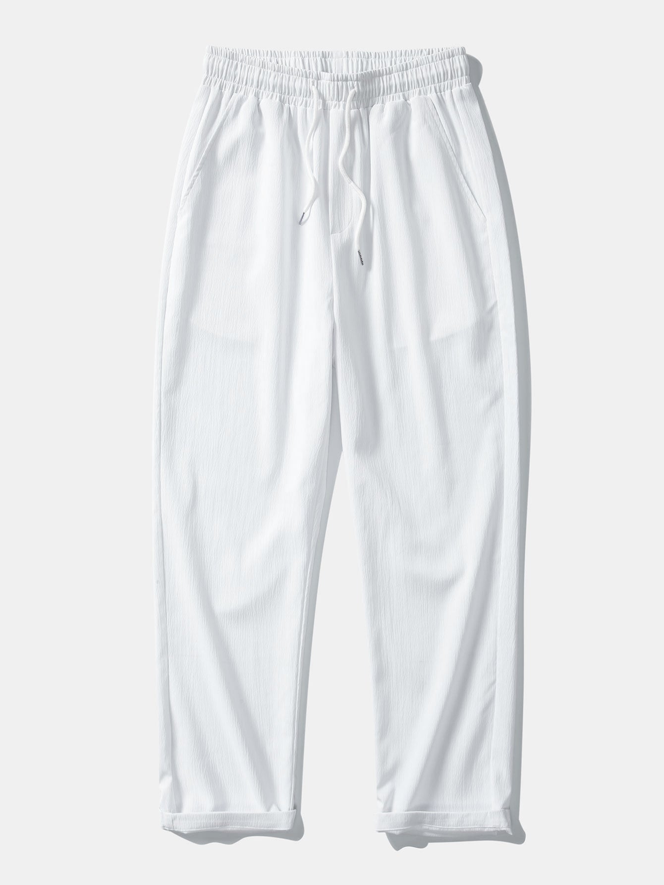 Striped Mesh Cuban Shirt & Wrinkle Textured Straight Leg Pants