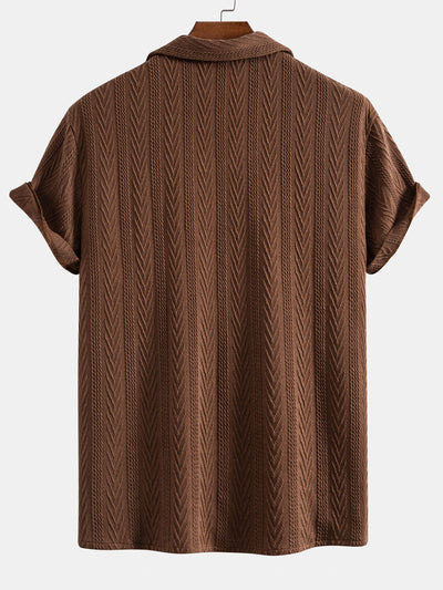 Texture Jacquard Cuban Shirt & Straight Leg Linen Pants