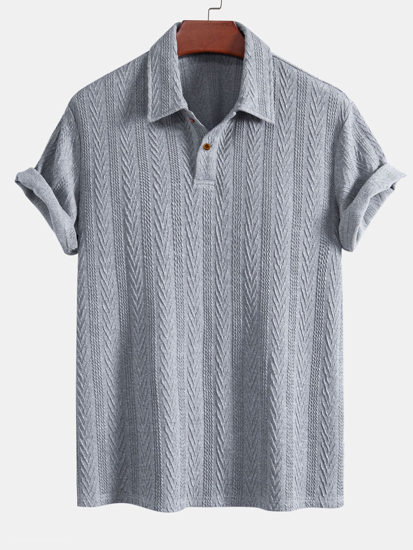 Short Sleeve Jacquard Polo & Slim Fit Cropped Tapered Pants