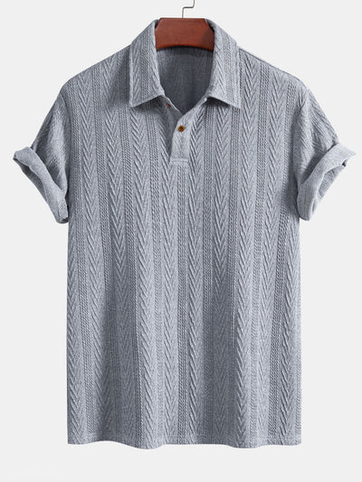 Short Sleeve Jacquard Polo & Slim Fit Cropped Tapered Pants