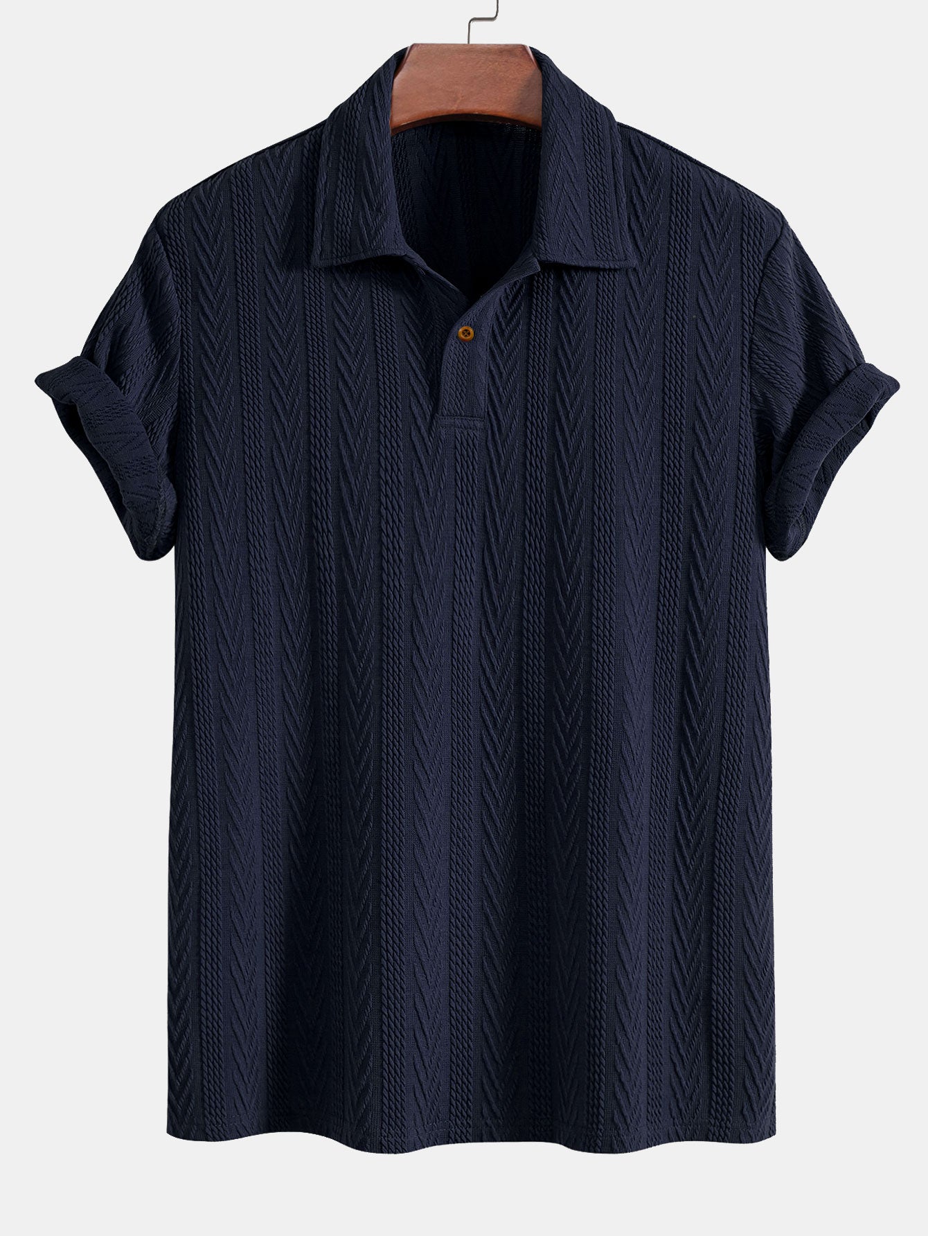 Short Sleeve Jacquard Polo & Slim Fit Cropped Tapered Pants