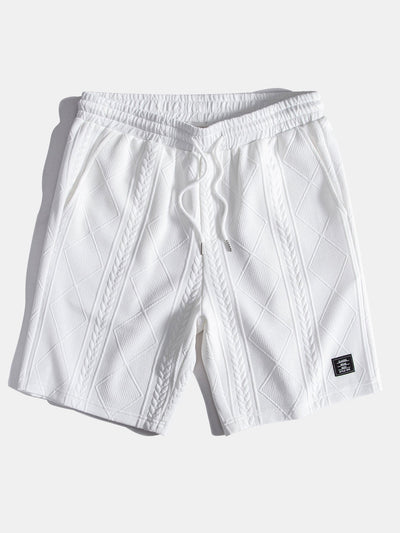 Geometry Jacquard Hooded Arc Hem T-Shirt & Geometric Jacquard Drawstring Shorts