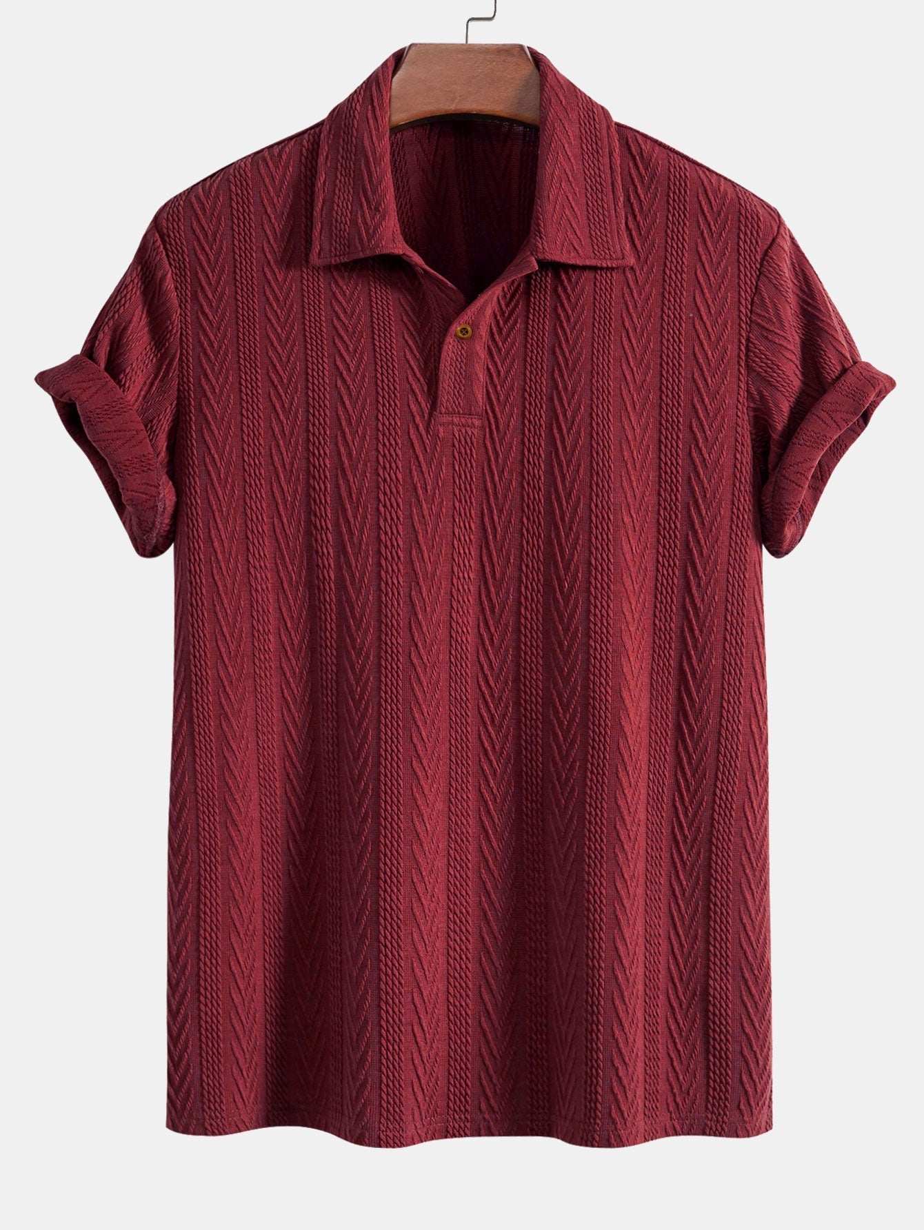 Short Sleeve Jacquard Polo & Slim Fit Cropped Tapered Pants