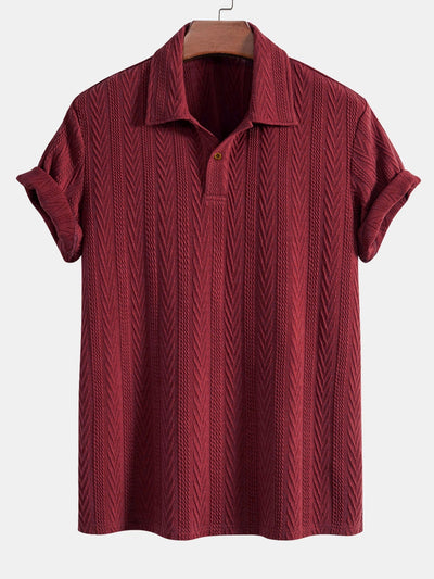 Short Sleeve Jacquard Polo & Slim Fit Cropped Tapered Pants