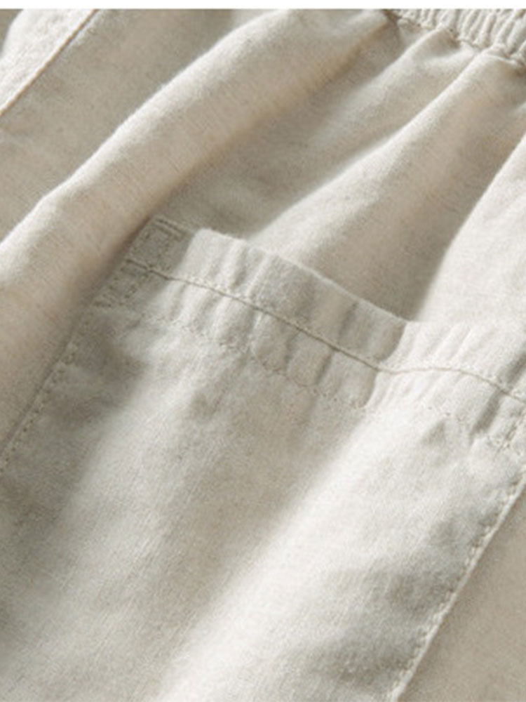 Texture Jacquard Cuban Shirt & Straight Leg Linen Pants