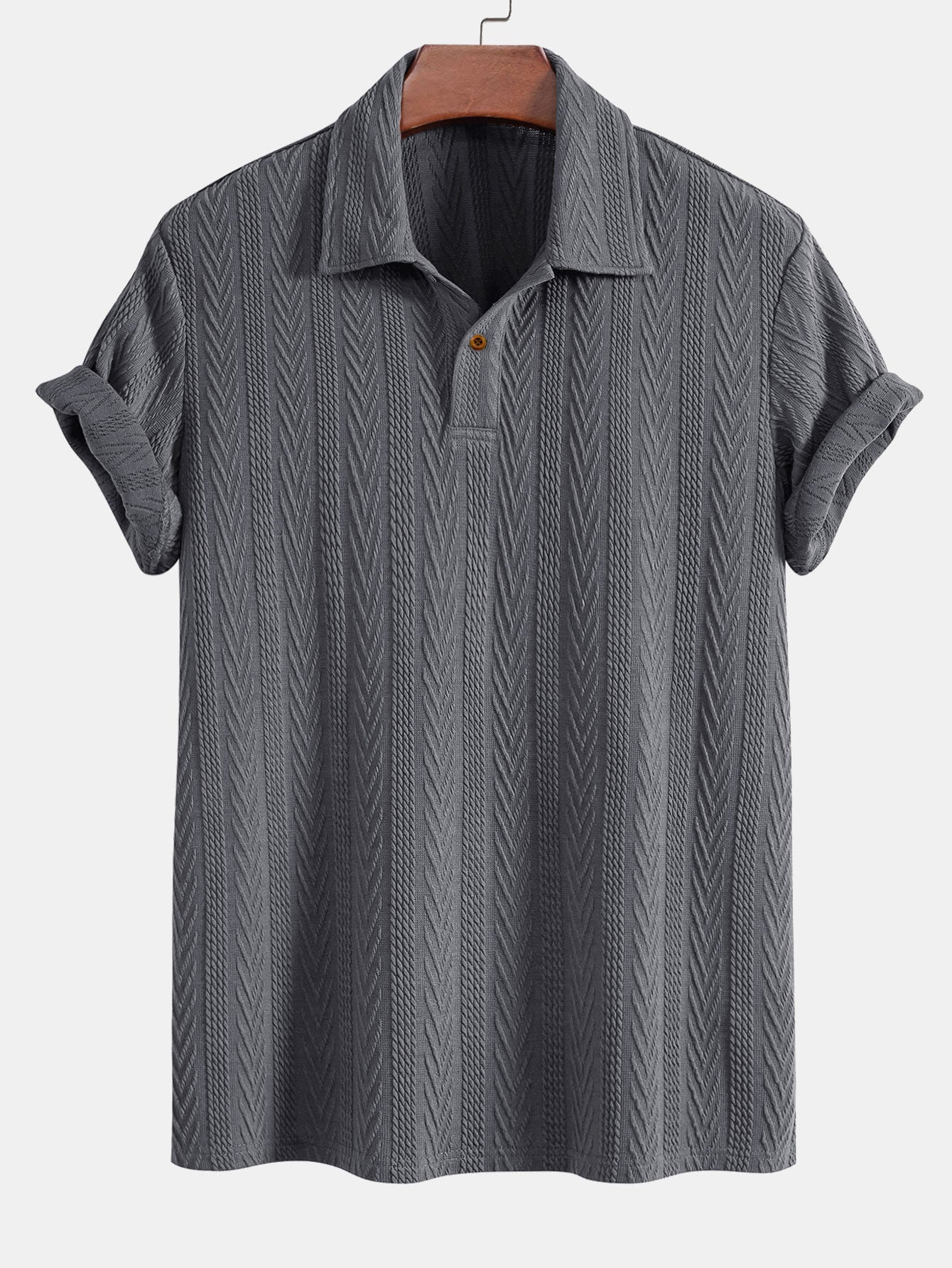 Short Sleeve Jacquard Polo & Slim Fit Cropped Tapered Pants