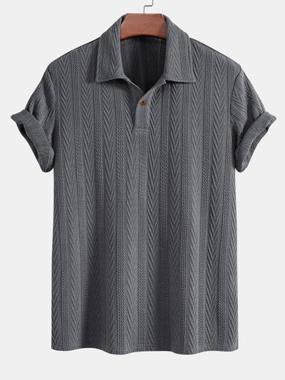 Short Sleeve Jacquard Polo & Slim Fit Cropped Tapered Pants