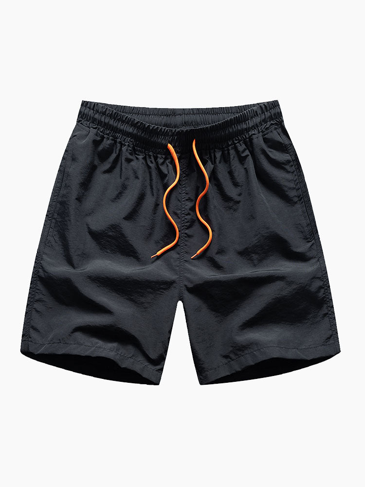 Line Print Button Up Shirt & Swim Shorts