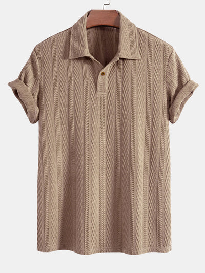 Short Sleeve Jacquard Polo & Slim Fit Cropped Tapered Pants