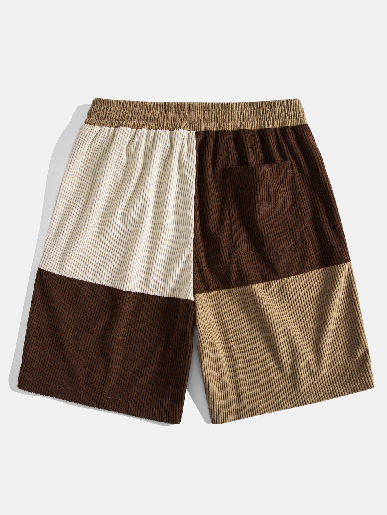 Checkerboard Dissolving Bear Drop Shoulder Oversize T-Shirt & Colorblock Corduroy Shorts