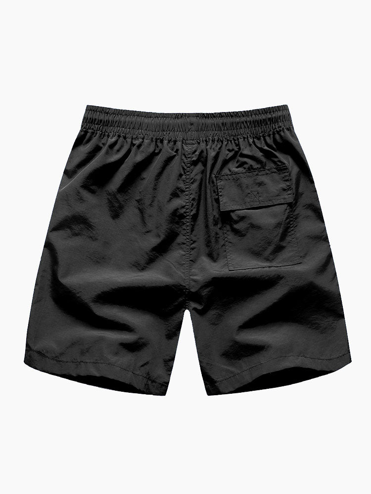 Line Print Button Up Shirt & Swim Shorts
