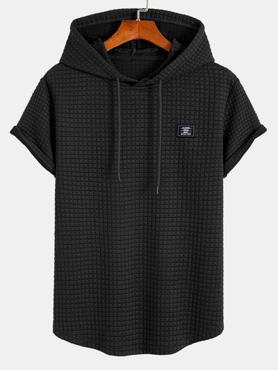 Waffle Hooded Arc Hem T-Shirt & Jogger Pants