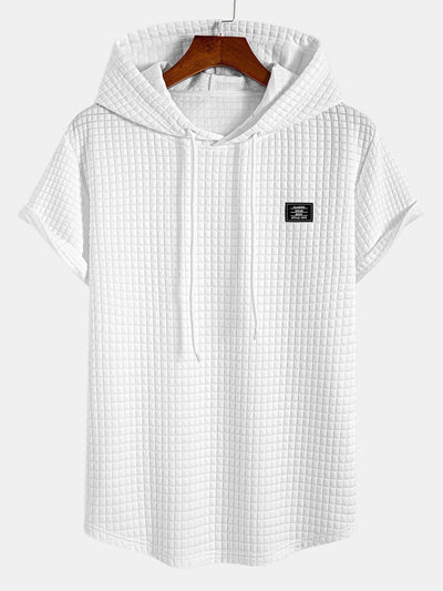 Waffle Hooded Arc Hem T-Shirt & Jogger Pants